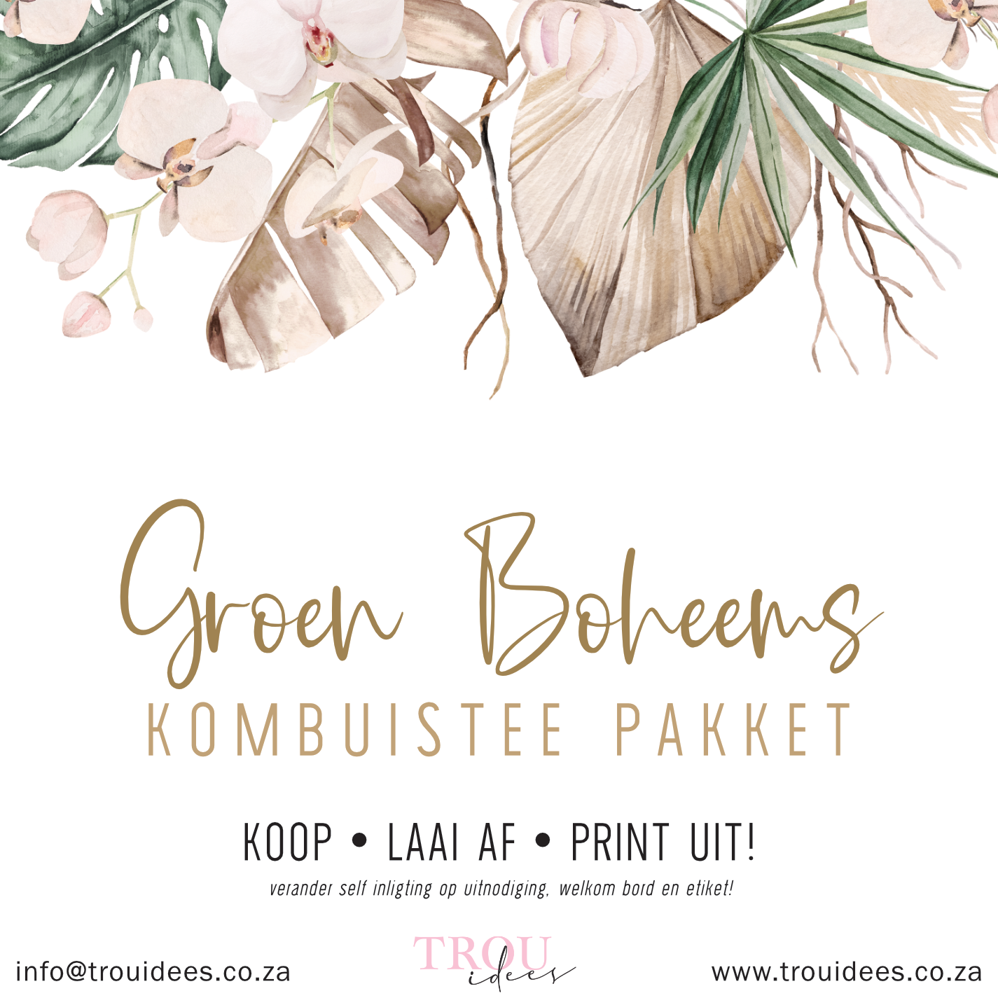 Green Boho Bridal Shower Stationery